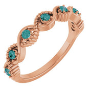 14K Rose Natural Alexandrite Stackable Ring