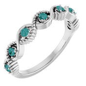 14K White Natural Alexandrite Stackable Ring