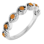 Platinum Natural Citrine Stackable Ring