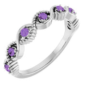 Sterling Silver Natural Amethyst Stackable Ring