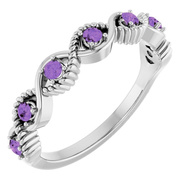 Sterling Silver Natural Amethyst Stackable Ring