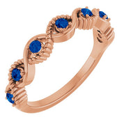 14K Rose Lab-Grown Blue Sapphire Stackable Ring