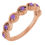 14K Rose Natural Amethyst Stackable Ring