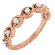 14K Rose Natural White Sapphire Stackable Ring