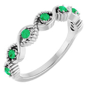 14K White Lab-Grown Emerald Stackable Ring