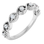 Platinum Natural White Sapphire Stackable Ring
