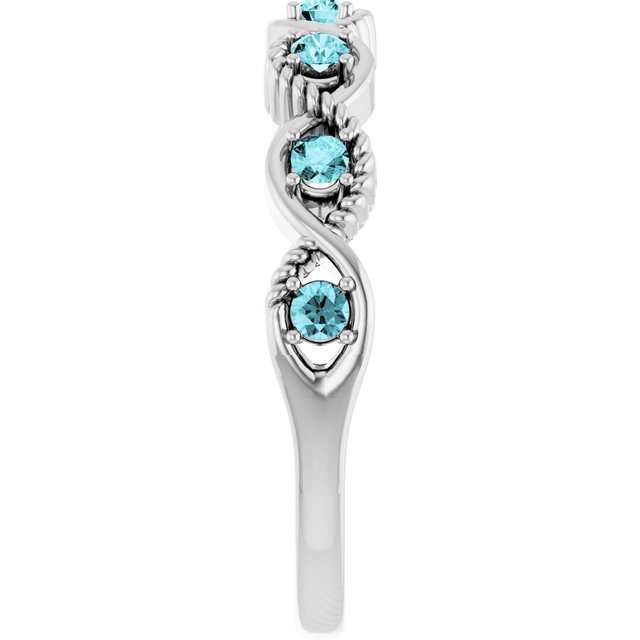 Sterling Silver Natural Blue Zircon Stackable Ring