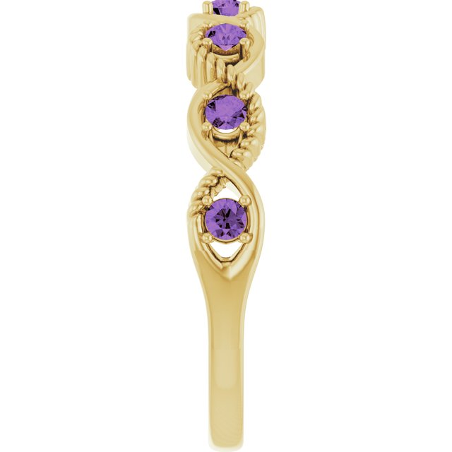 14K Yellow Natural Amethyst Stackable Ring