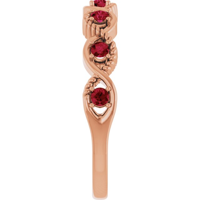 14K Rose Lab-Grown Ruby Stackable Ring