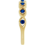 14K Yellow Natural Blue Sapphire Stackable Ring