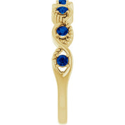 14K Yellow Natural Blue Sapphire Stackable Ring