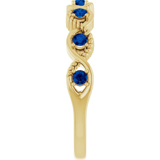 14K Yellow Natural Blue Sapphire Stackable Ring