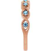 14K Rose Natural Aquamarine Stackable Ring