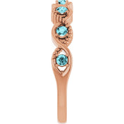 14K Rose Natural Blue Zircon Stackable Ring