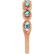 14K Rose Natural Blue Zircon Stackable Ring