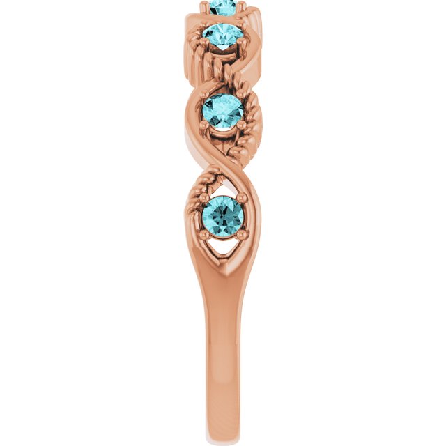 14K Rose Natural Blue Zircon Stackable Ring