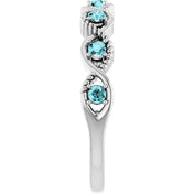 Platinum Natural Blue Zircon Stackable Ring