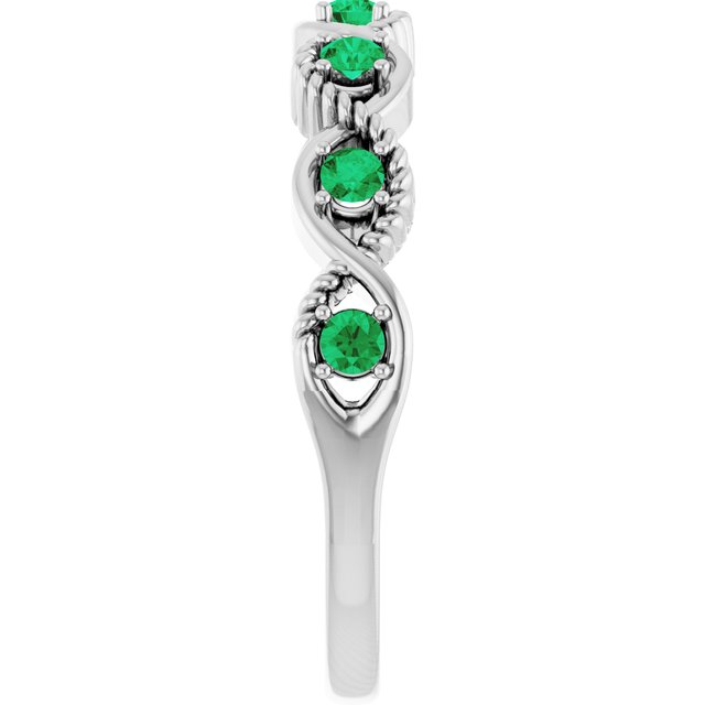 Sterling Silver Lab-Grown Emerald Stackable Ring