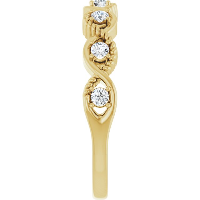 14K Yellow Natural White Sapphire Stackable Ring