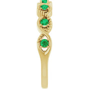 14K Yellow Lab-Grown Emerald Stackable Ring