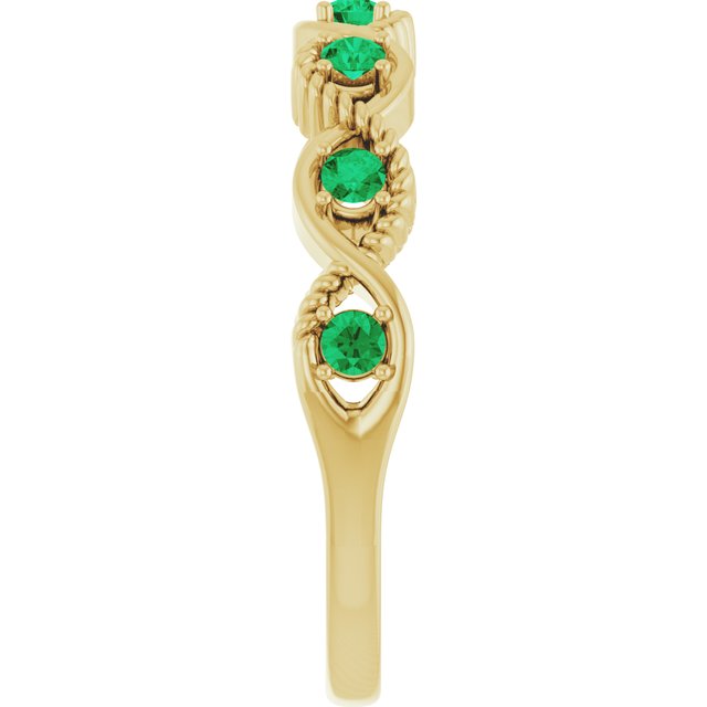 14K Yellow Lab-Grown Emerald Stackable Ring