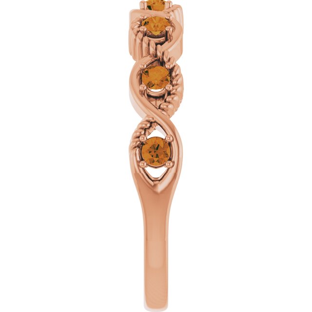 14K Rose Natural Citrine Stackable Ring