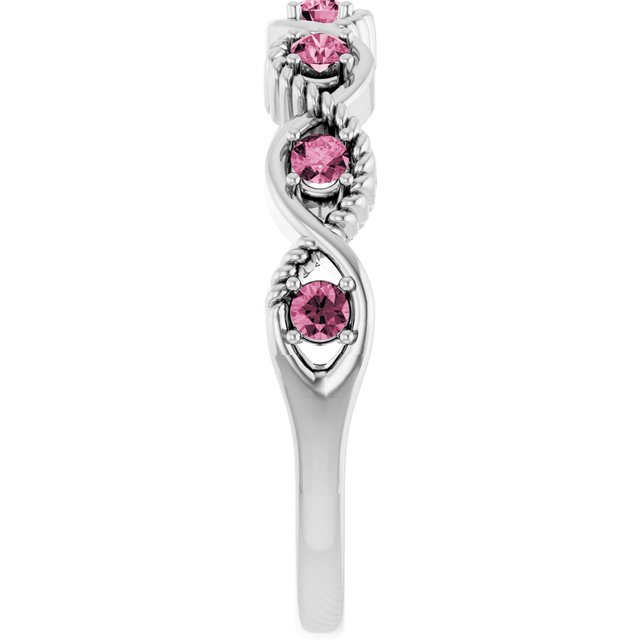 Sterling Silver Natural Pink Tourmaline Stackable Ring