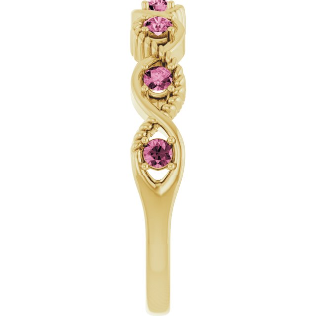 14K Yellow Natural Pink Tourmaline Stackable Ring