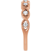 14K Rose Natural White Sapphire Stackable Ring