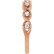 14K Rose Natural White Sapphire Stackable Ring