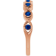 14K Rose Natural Blue Sapphire Stackable Ring