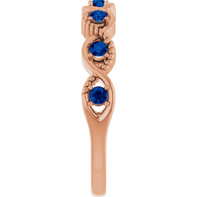 14K Rose Lab-Grown Blue Sapphire Stackable Ring