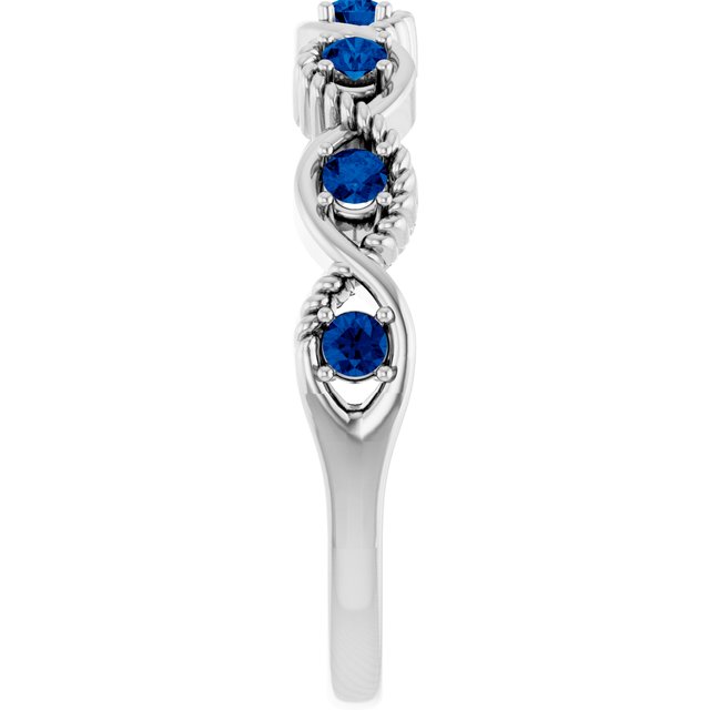 Sterling Silver Lab-Grown Blue Sapphire Stackable Ring