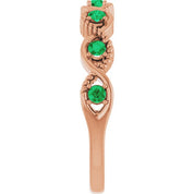14K Rose Lab-Grown Emerald Stackable Ring