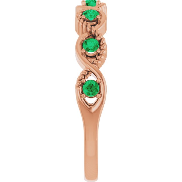 14K Rose Lab-Grown Emerald Stackable Ring