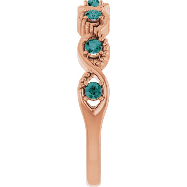 14K Rose Lab-Grown Alexandrite Stackable Ring