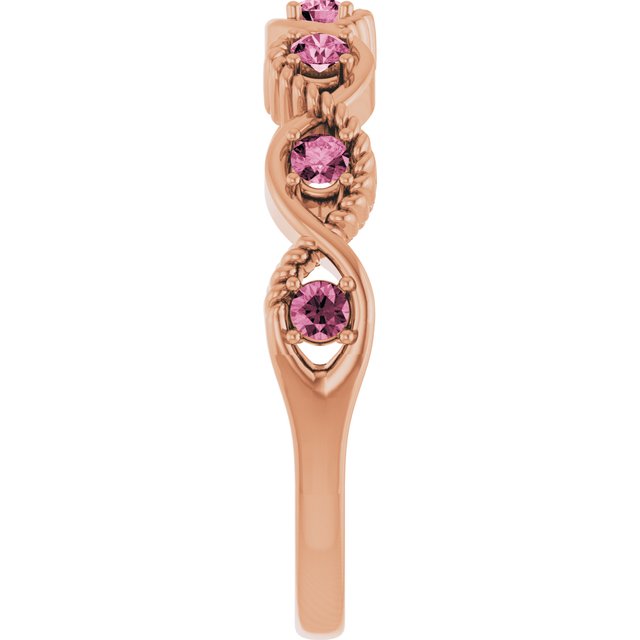 14K Rose Natural Pink Tourmaline Stackable Ring