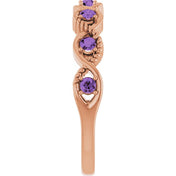 14K Rose Natural Amethyst Stackable Ring