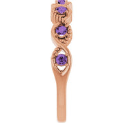 14K Rose Natural Amethyst Stackable Ring
