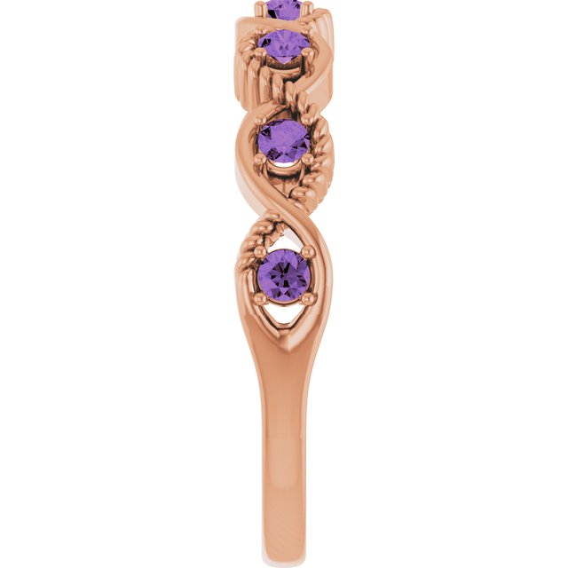 14K Rose Natural Amethyst Stackable Ring