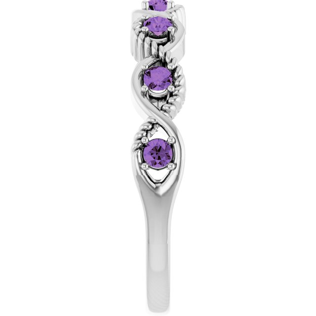 Sterling Silver Natural Amethyst Stackable Ring