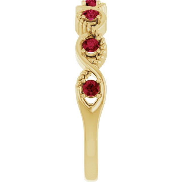 14K Yellow Lab-Grown Ruby Stackable Ring