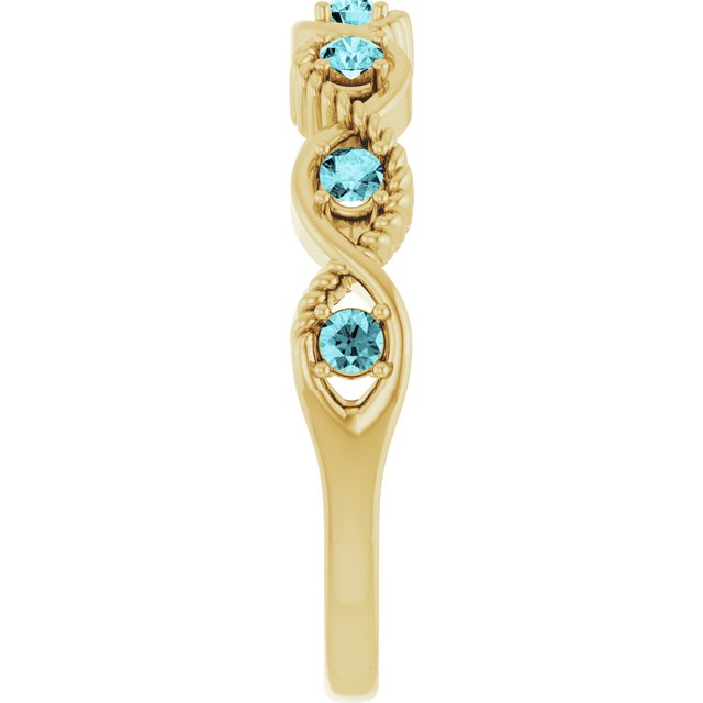 14K Yellow Natural Blue Zircon Stackable Ring
