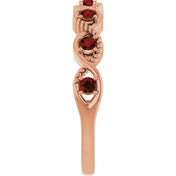 14K Rose Natural Mozambique Garnet Stackable Ring