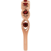 14K Rose Natural Mozambique Garnet Stackable Ring