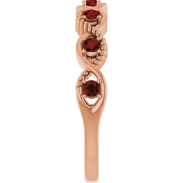 14K Rose Natural Mozambique Garnet Stackable Ring