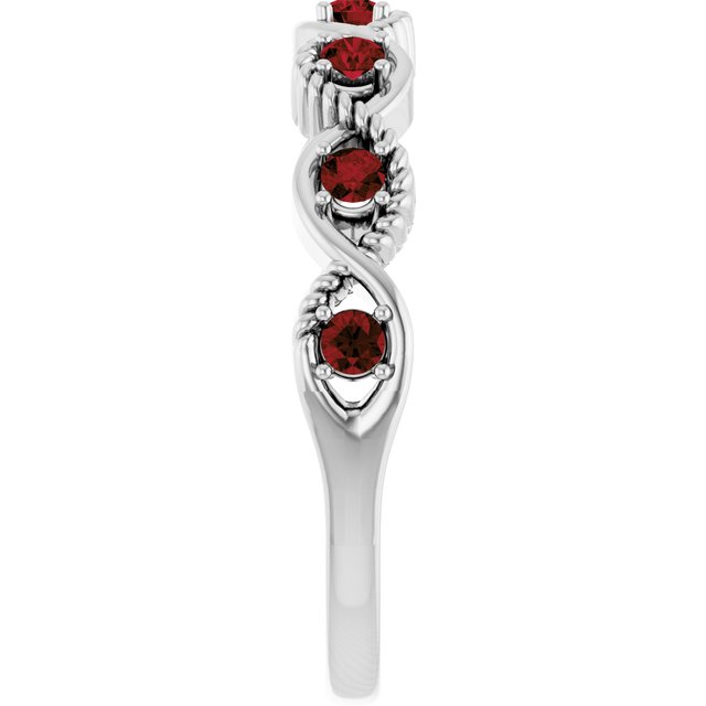 Sterling Silver Natural Mozambique Garnet Stackable Ring