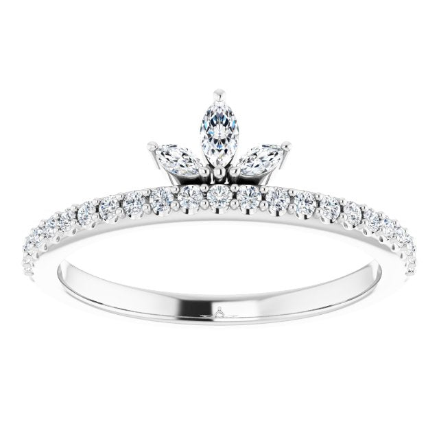 Platinum 1/3 CTW Natural Diamond Stackable Crown Ring