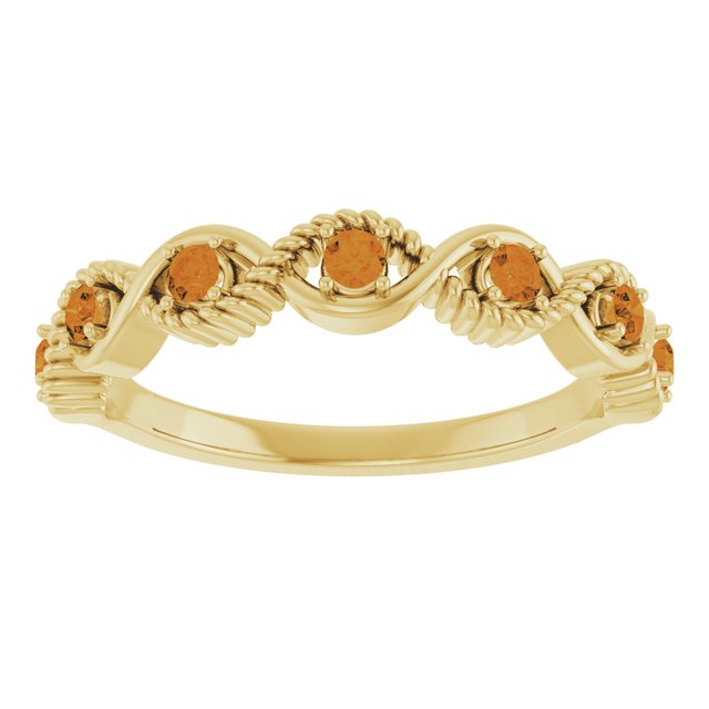 14K Yellow Natural Citrine Stackable Ring