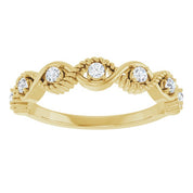 14K Yellow Natural White Sapphire Stackable Ring